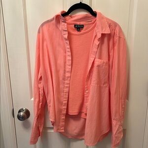 J. Crew Vibrant Pink Shirt and Tank Duo